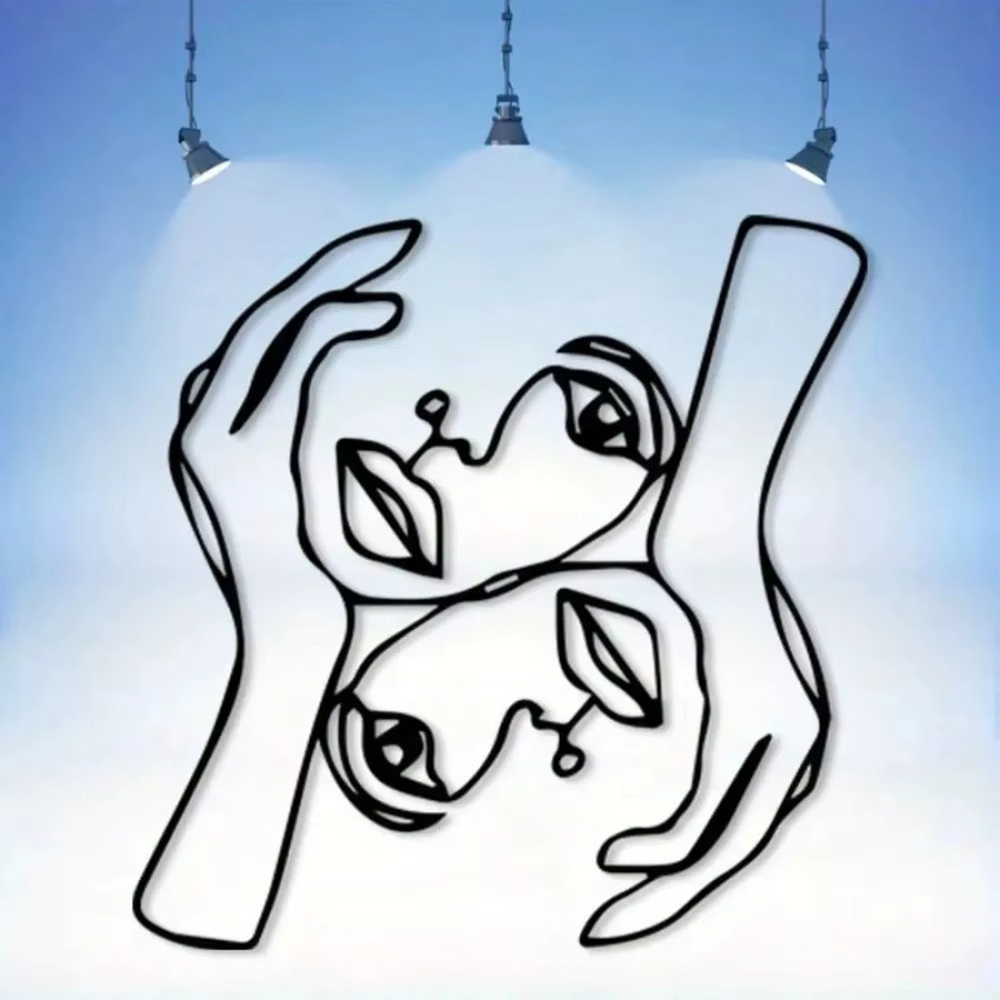 CIFBUY Abstrakte Metall-Wandkunst Gesicht Skulptur in Schwarz - Bild 3