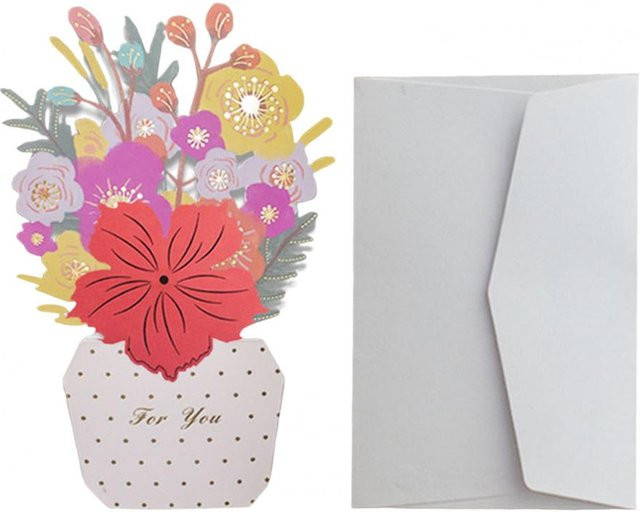 Love Home Garden DIY 3D Pop-Up Grußkarte mit Faltblumen und Umschlag, Mehrfarbig - Bild 1