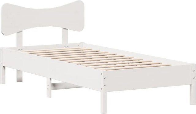 vidaXL Massivholzbett aus Kiefernholz in Weiß, rustikales Bett ohne Matratze, B/T/H: 90 x 200 cm - Bild 1