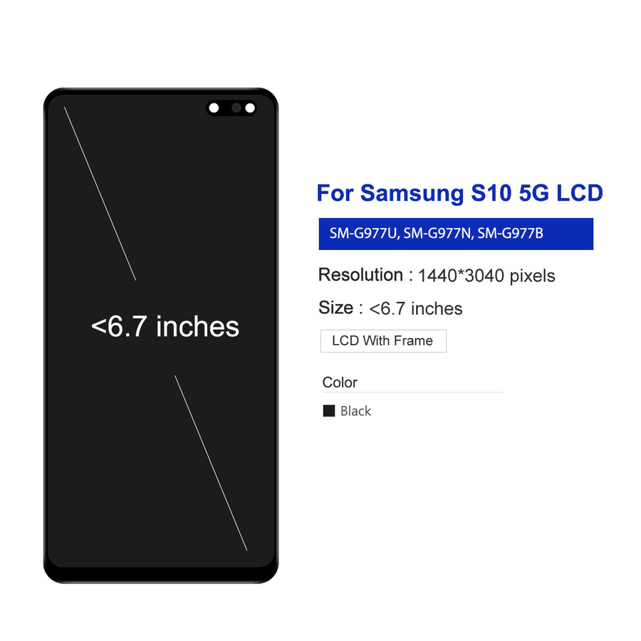 Samsung Galaxy S10 5G Ersatzdisplay mit Rahmen und Touch-Digitizer in Schwarz für Modelle G977U und SM-G977B - Bild 3