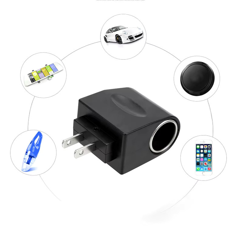 Auto Zubehör Adapter AC 220 V zu DC 12 V mit EU Stecker und Zigarettenanzünder in Schwarz - Bild 2