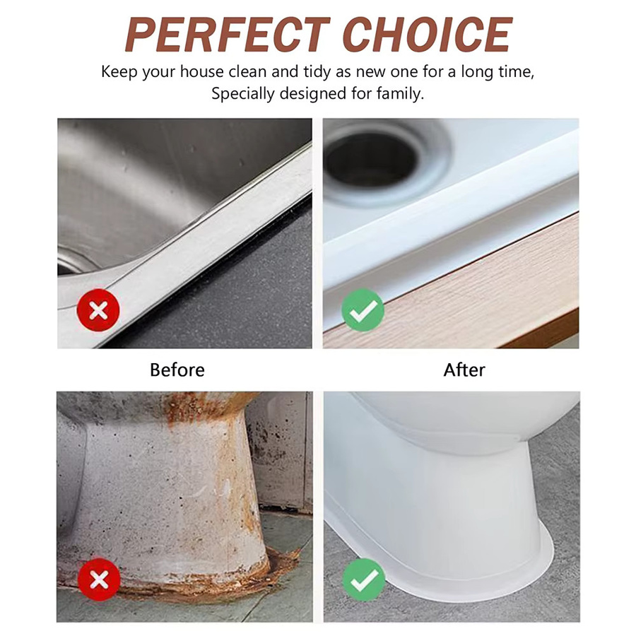TFAAI Selbstklebendes Dichtungsband aus PVC für Waschbecken und Bad, wasserdicht und ölbeständig, Länge: 3,2 m - Bild 2