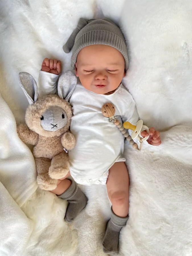 NPK Romy Babypuppe, 19 Zoll, lebensechte wiedergeborene Puppe, Sleeping Soft Touch, handgezeichnetes Haar - Bild 1