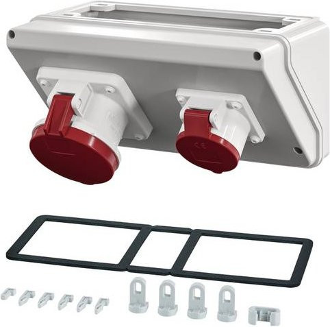 Hensel CEE Stromverteiler Mi CB 14 20001086 mit CEE-Steckdosen, 3-Phasen, 400 V, weiß, wandmontiert - Bild 1