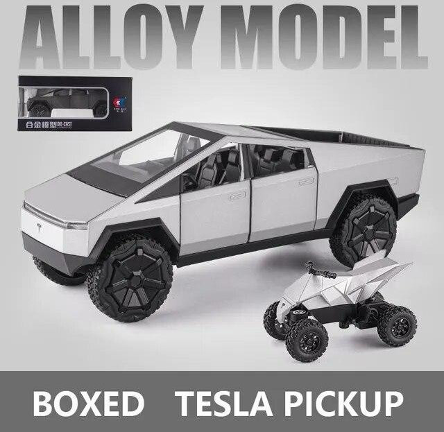 JJRC Tesla Cybertruck Pickup Anhänger, Modellauto, 1:24, Metall, Grau - Bild 1