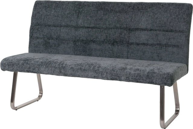 MCW Sitzbank G55 Esszimmerbank aus Chenille mit gebürstetem Edelstahl in Blau-Grün, Breite: 180 cm - Bild 2