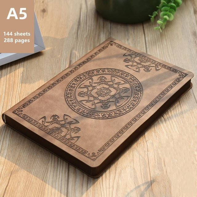 NATAWA A5 Vintage-Notizbuch aus PU-Leder mit Hardcover und linierten Seiten in Beige und Braun - Bild 1