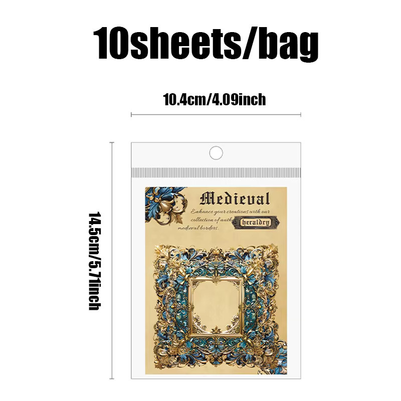 Mr. Paper Geometrische Fotorahmen-Aufkleber im Retro-Stil mit mittelalterlichen Soldaten, 10 Blatt pro Packung, Mehrfarbig - Bild 4