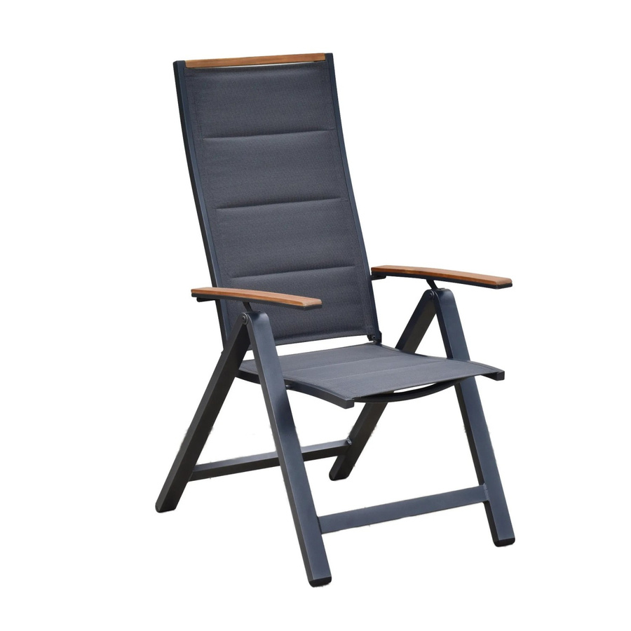 Merxx Verona Gartensessel klappbar aus Aluminium in Grau mit Textilbespannung B/H/T: 59,5 x 115,5 x 74 cm - Bild 2