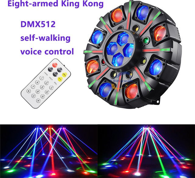Ybeiyuan 150W 8-Arm Beam Bühnenlicht mit 4-in-1 RGBW LED Effekt, DMX512 und Fernbedienung, Schwarz - Bild 1