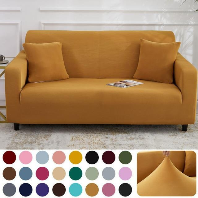 WEN-july Elastischer Sofabezug aus Stretch-Milchseidenstoff in Gelb, Schonbezug für Ecksofas und Wohnzimmer, Breite: 140 cm - Bild 1