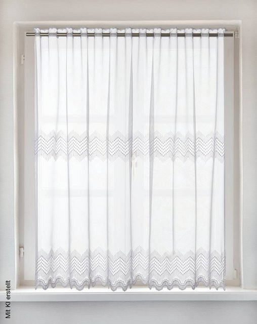 POCOline Scheibengardine Adal in Weiß, semi-transparent, B: 140 cm, H: 110 cm - Bild 1