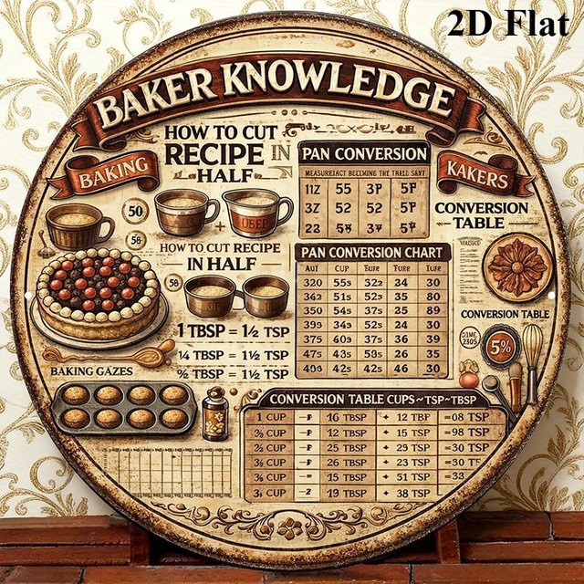 CIFBUY Retro Rundes Metallschild für die Küchenwanddekoration, Mehrfarbig, Durchmesser: 20,32 cm - Bild 1