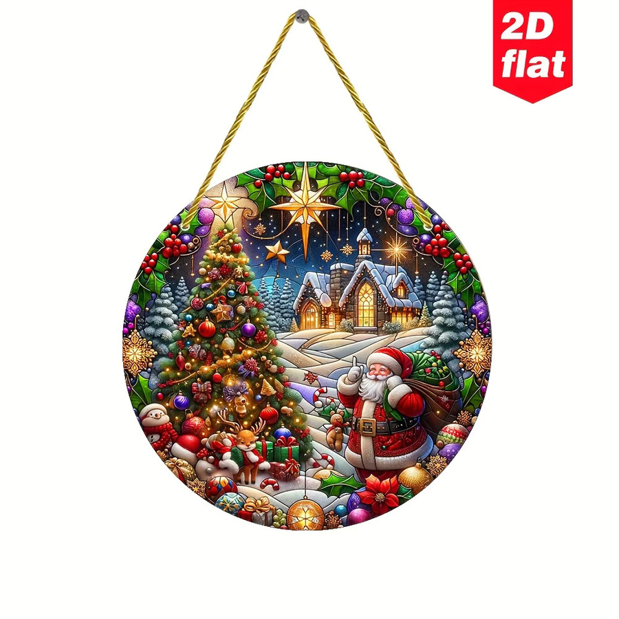 Potdemiel Sonnenfänger mit Weihnachtsthema aus Acryl in Multicolor als dekoratives Buntglas-Kunstschild zum Aufhängen - Bild 2