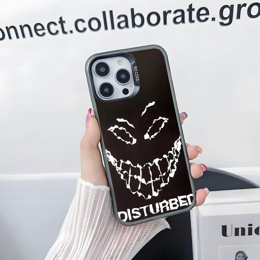 D-Disturbed Handyhülle Irisierend Silber Holografisch Glitzernd für iPhone 17 16 15 14 13 Pro Max - Bild 1