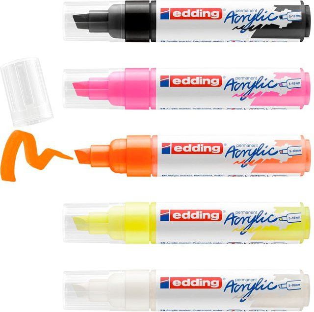 edding 5000 Acrylmarker Neon 5er-Set Multicolor mit Keilspitze - Bild 1