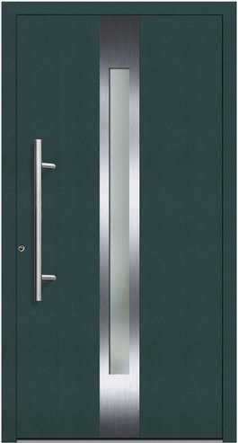 KNOCK Flügelüberdeckende Kunststoff-Haustür Terra in Moosgrün mit Glaseinsatz und RC2-Schutz, B: 110,0 cm, H: 210,0 cm - Bild 1
