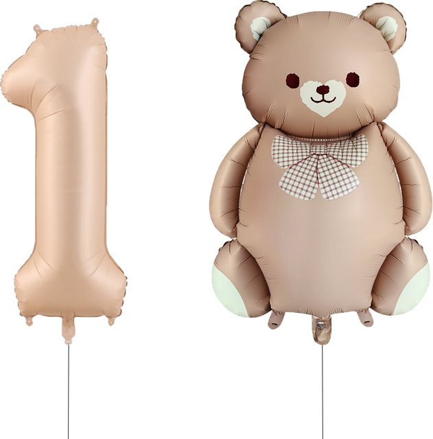 LQZZY Geburtstagsballons mit Zahlen 0-9 und personalisierbarem Namensaufkleber in Beige und Grau für deine Partydekoration - Bild 1