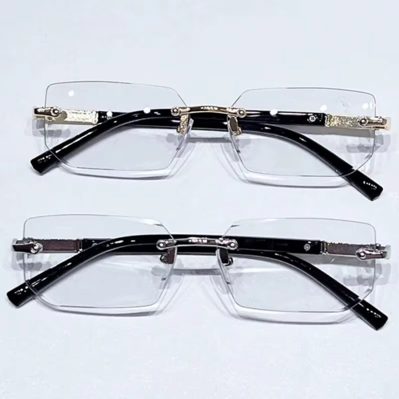 MJYIWANG Photochrome Sonnenbrille, randlos, rectangular, Metall, Schwarz, Unisex - Bild 3