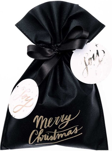 Rico Design Paper Poetry Geschenktüte Merry Christmas schwarz B: 20 cm, H: 30 cm - Bild 1