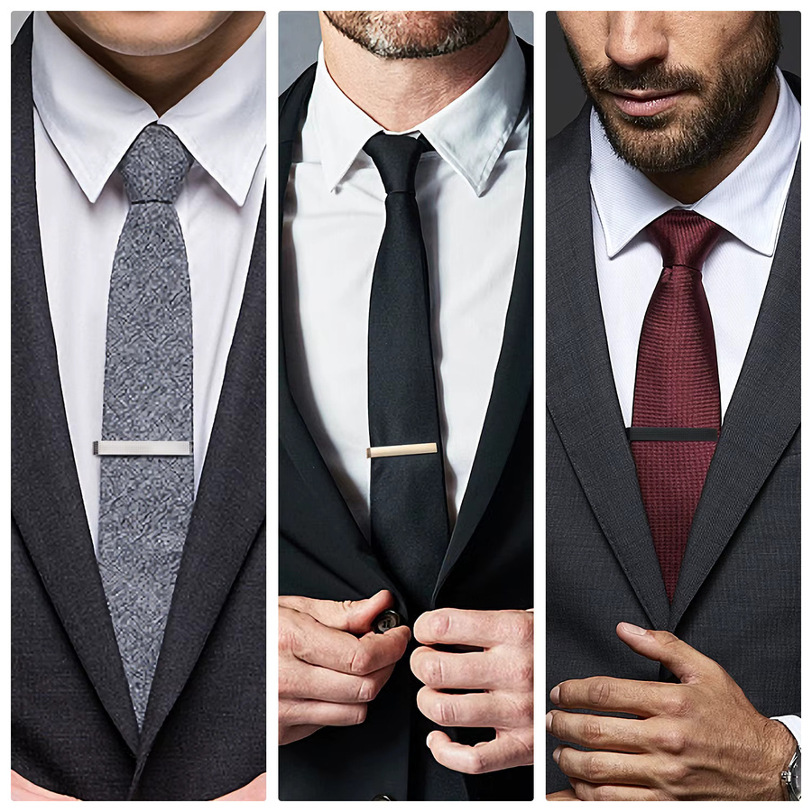 UJOY Krawattenklammer-Set, Metall, Herren, minimalistisch - Bild 2