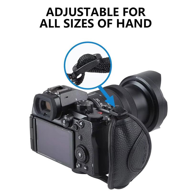 DIXSG Leder-Handgriff-Handschlaufe für DSLR-Kameras in Schwarz, passend für Nikon und Canon - Bild 4