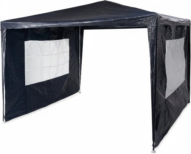 Relaxdays Pavillon aus Metall in Blau mit 2 Seitenteilen, wasserabweisend, B/T: 300 x 300 cm - Bild 1