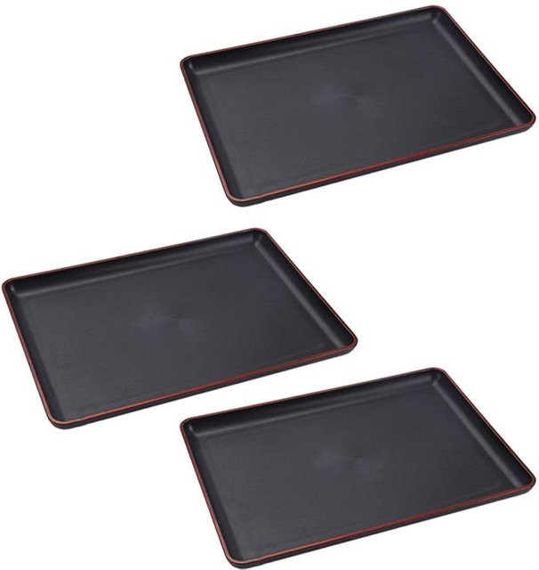 3er Set CosyHome Serviertabletts aus Kunststoff, rechteckig und rutschfest, grau - Bild 1