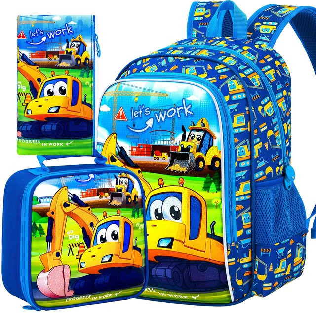 3er-Set Kinder Bagger Rucksack mit Brotdose in Blau von Fancy Style Studio - Bild 1