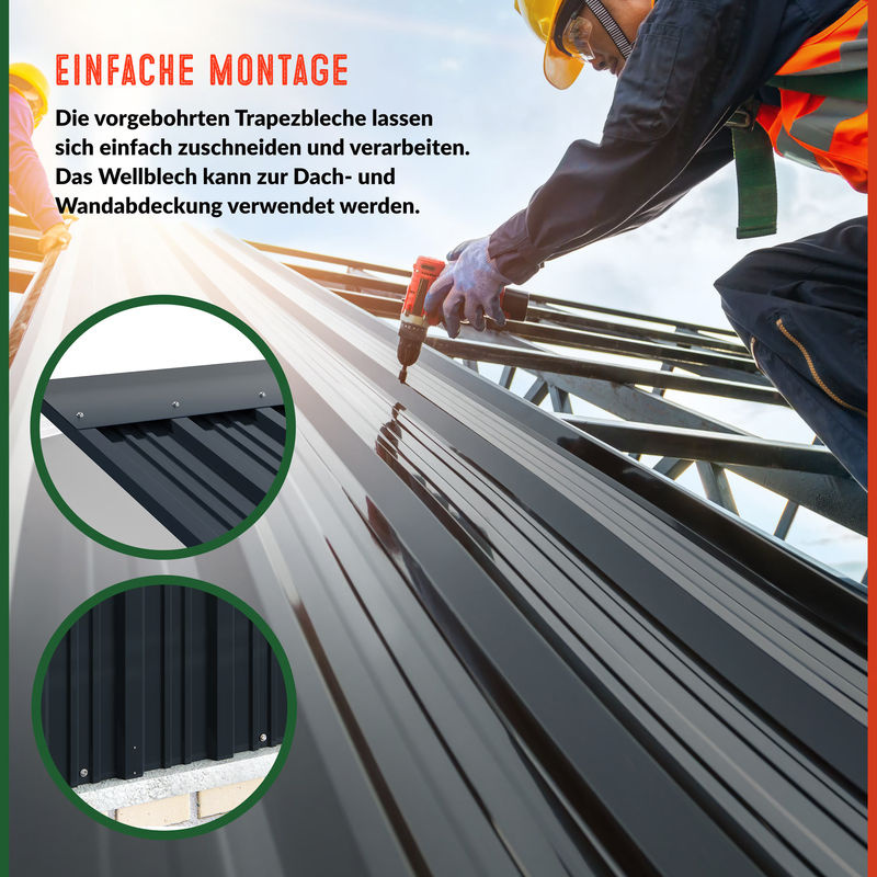 Deuba Trapezblech 12er-Set Grau, gelocht, B: 129 cm, H: 46 cm - Bild 4