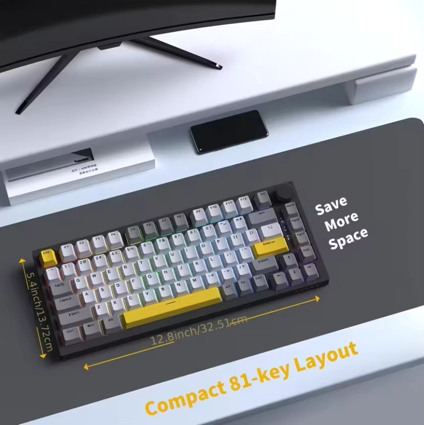 AJAZZ AK820 MAX mechanische Computertastatur mit Magnetschalter, USB-C, RGB-Beleuchtung, Schwarz - Bild 3