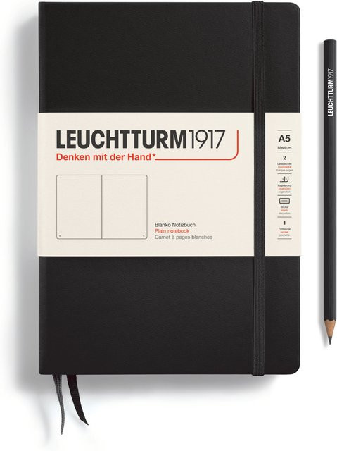 LEUCHTTURM1917 Notizbuch Medium blanko Hardcover A5 Schwarz - Bild 1