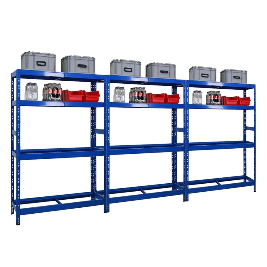 3er Set PROREGAL Tiger Reifenregal aus Metall in Blau mit 2 Ebenen und verstellbaren Fachböden, B/H/T: 120 x 180 x 40 cm - Bild 2