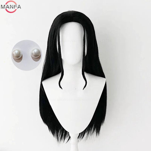 Nico Robin Cosplay Perücke, langes schwarzes Synthetikhaar, Unisex - Bild 1