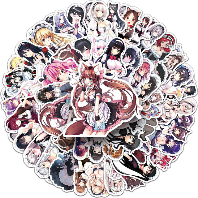 Potdemiel Anime Cartoon Maid Aufkleber, Bunt, 10-teiliges Set - Bild 1