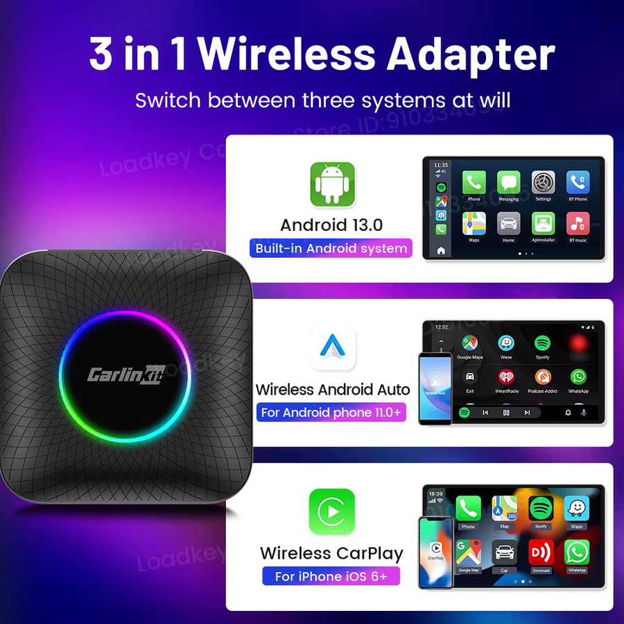 Carlinkit Android 13.0 Ai Box für OEM Autoradios mit Wireless Android Auto, Carplay und YouTube Unterstützung in Schwarz - Bild 2