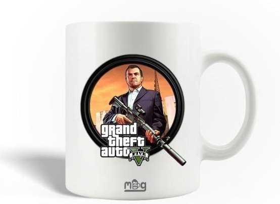 MANIACASE Tasse Grand Theft Auto V aus Keramik in Weiß, 30cl - Bild 1