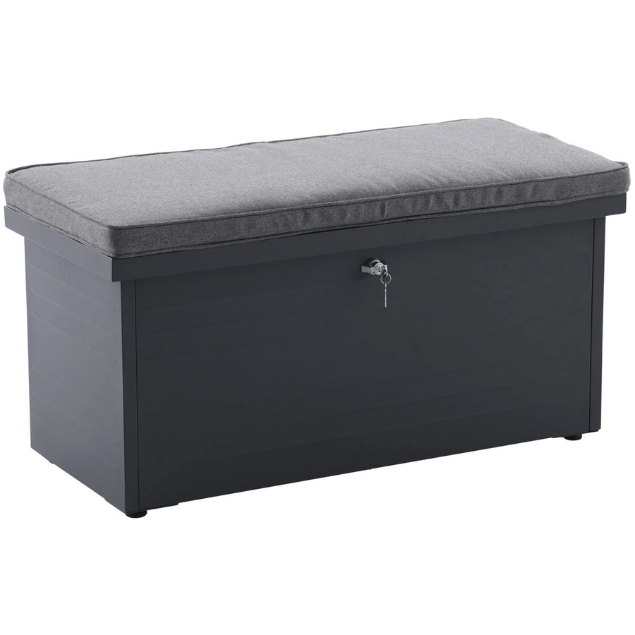 Aufbewahrungsbox aus feuerverzinktem Stahl mit Sitzkissen in Anthrazit, B/T/H: 101 x 46 x 45 cm - Bild 2