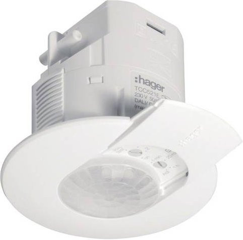 Hager TCC521E Präsenzmelder in Weiß, dimmbar, für den Einbau (Recessed) mit einer Reichweite von max. 7m im Freifeld - Bild 1