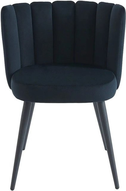 Vente-unique Stuhl Pranila im Art Deco Stil aus Samt und Metall, Schwarz - Bild 1