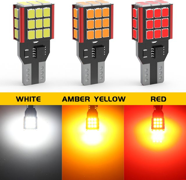 BMTxms 2 Stück T15 906 W16W LED Rückfahrlichter High Power 3000LM Canbus in Rot, Weiß oder Gelb - Bild 1