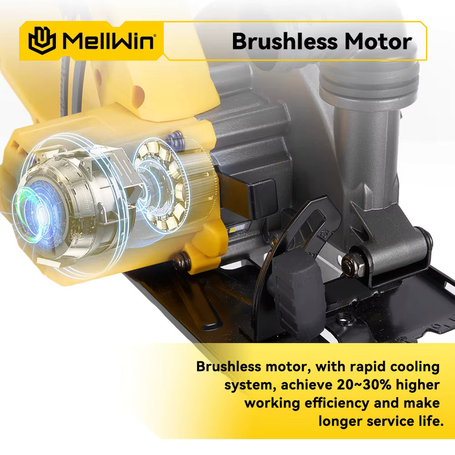 MELLWIN Bürstenlose Handkreissäge 150 mm Gelb, kompatibel mit Makita 18 V LXT Akku - Bild 3