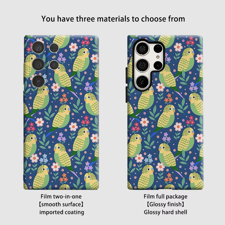 Budgie Floral Parade Handyhülle für Samsung Galaxy S26 S25 S24 S23 Ultra Plus, stoßfeste Doppelschicht robuste Rückabdeckung, mehrfarbig - Bild 2