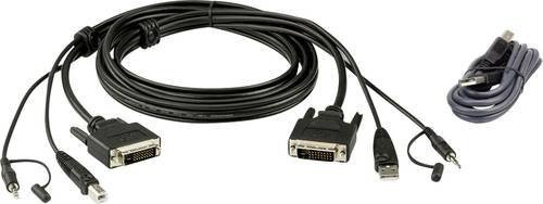 ATEN KVM Anschlusskabel in Schwarz mit DVI-D Stecker, USB 2.0 und 3,5 mm Klinkenstecker - Bild 1
