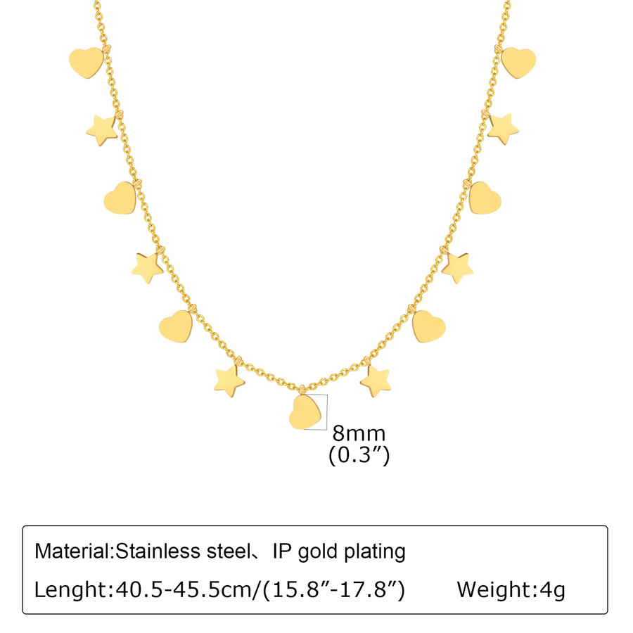 Vnox Choker Halskette, Edelstahl, Gold, Damen, Herz Sterne Schmetterling - Bild 3
