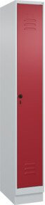 C+P Spind Classic PLUS Garderobenschrank mit Sockel, 1 Abteil, Grau/Rot, H x B x T: 195 x 30 x 50 cm - Bild 1