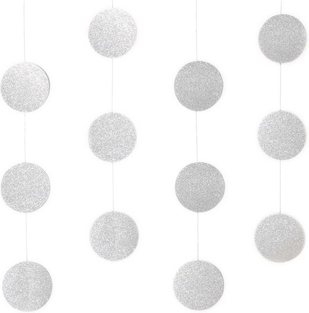 Rico Design Genähte Girlande Kreise in Silber Glitter, Länge: 1,7 m, Durchmesser: 8 cm - Bild 1