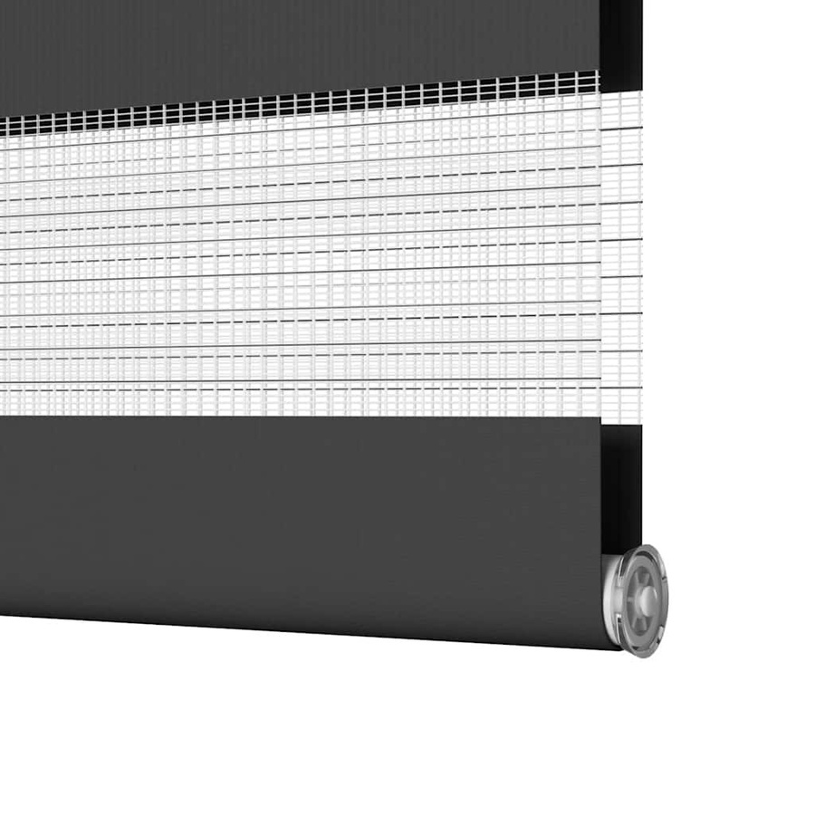 vidaXL Doppelrollo Day & Night Schwarz und Grau gestreift aus Polyester, B: 65 cm, H: 200 cm - Bild 5
