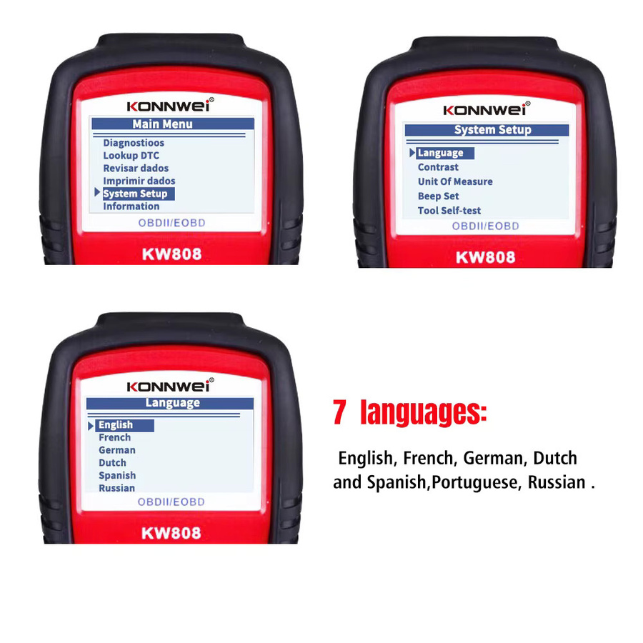 KONNWEI KW808 OBD2 Diagnose Scanner in Schwarz zur Fehlercode-Auslesung und Motorlicht-Überprüfung - Bild 6