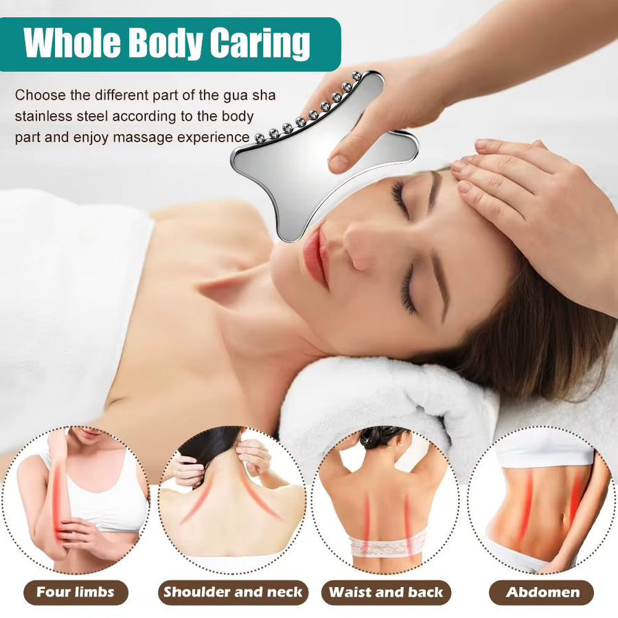 BOTQTOW Gua Sha Gesichtspflege-Werkzeug aus Edelstahl, Unisex - Bild 3
